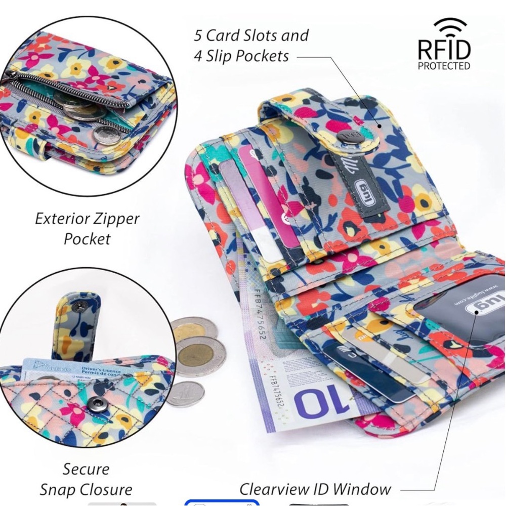 Lug Minuet Quilted Floral Snap Wallet in Wildflower design - Picture 5 of 5